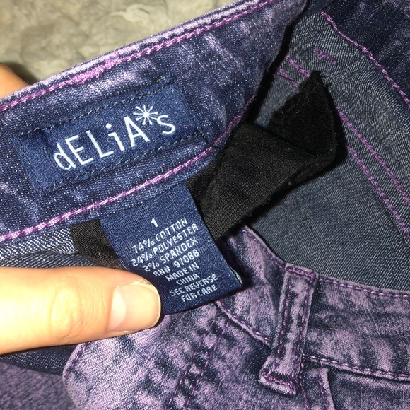 Purple High Waisted Acid Wash Jean Shorts - Picture 3 of 4